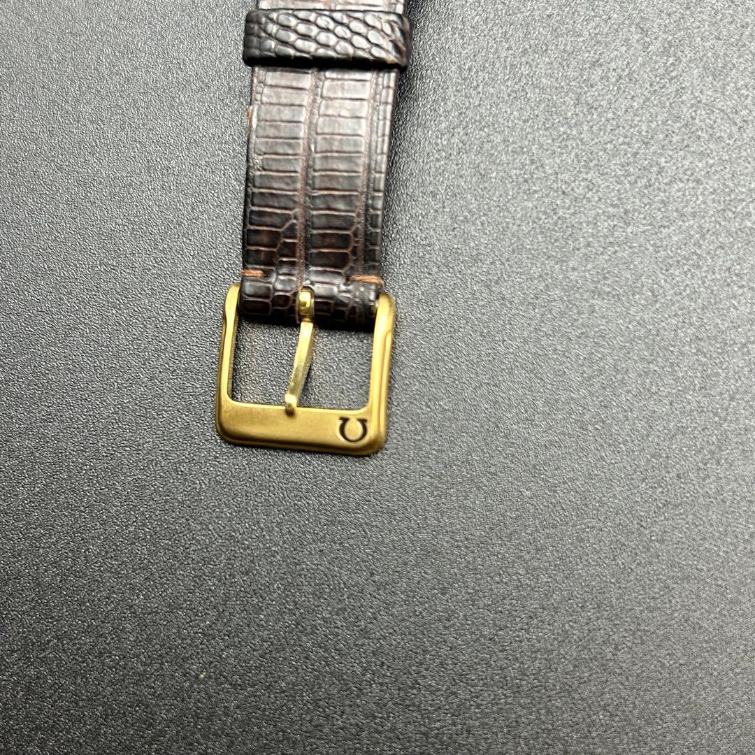 美品 オメガ デビル 新品電池 箱タグ付 195.0077 ストライプ メンズ