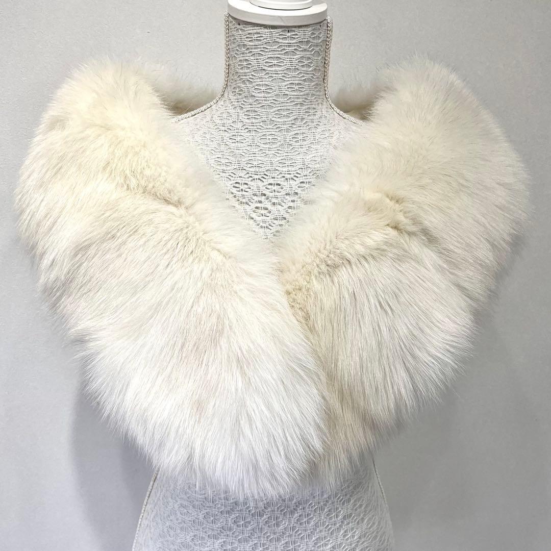 肉厚 SAGA FOX サガ 最高級 フォックスファー ショール 成人式 純白