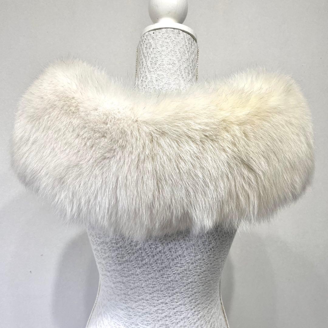 肉厚 SAGA FOX サガ 最高級 フォックスファー ショール 成人式 純白