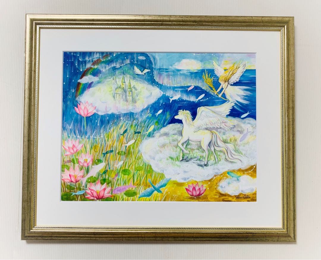 【想いのまま創る、喜びの導き】絵画 ,空,宇宙,ペガサス,天使,angel,精霊