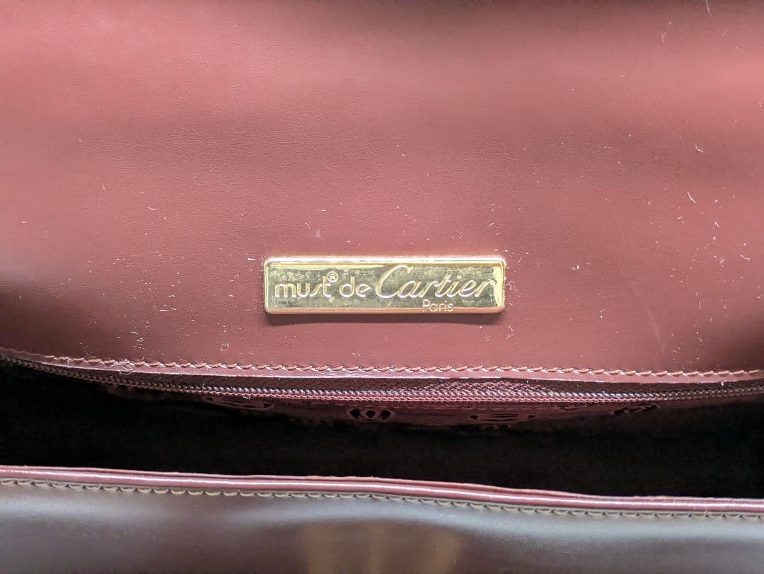 Cartier マストライン ハンドバッグ レザー ボルドー