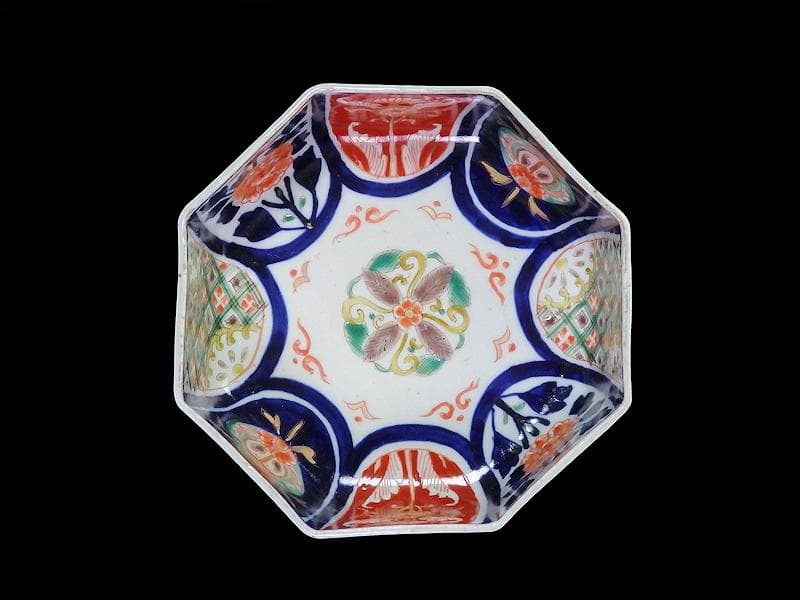 古伊万里　色絵　花の図　八角鉢　大鉢　C018AS-CWy