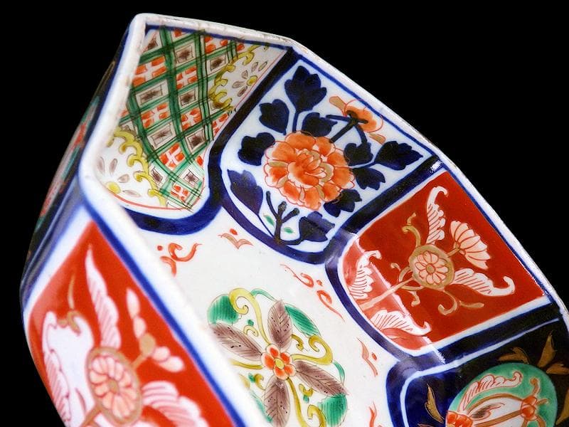 古伊万里　色絵　花の図　八角鉢　大鉢　C018AS-CWy