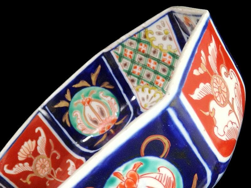 古伊万里　色絵　花の図　八角鉢　大鉢　C018AS-CWy