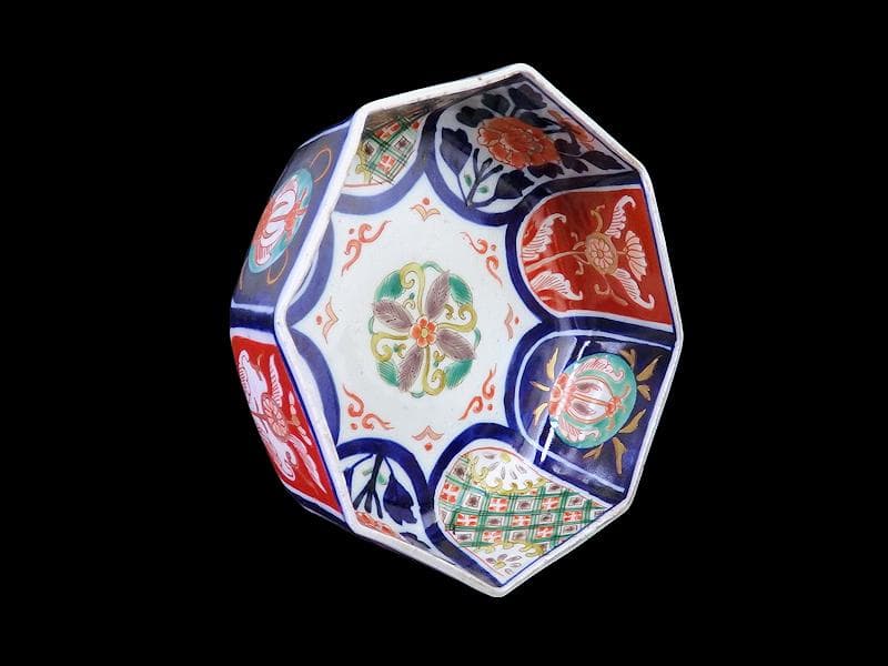 古伊万里　色絵　花の図　八角鉢　大鉢　C018AS-CWy