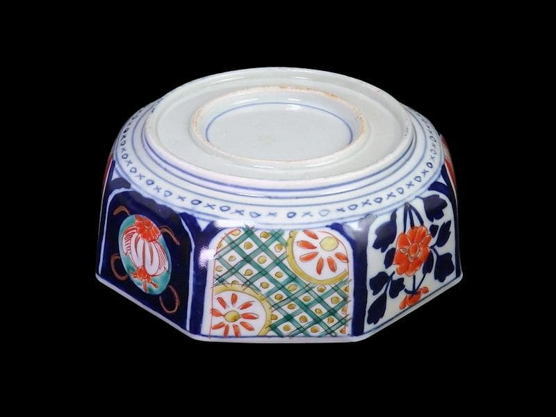 古伊万里　色絵　花の図　八角鉢　大鉢　C018AS-CWy