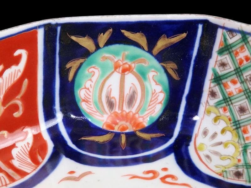 古伊万里　色絵　花の図　八角鉢　大鉢　C018AS-CWy