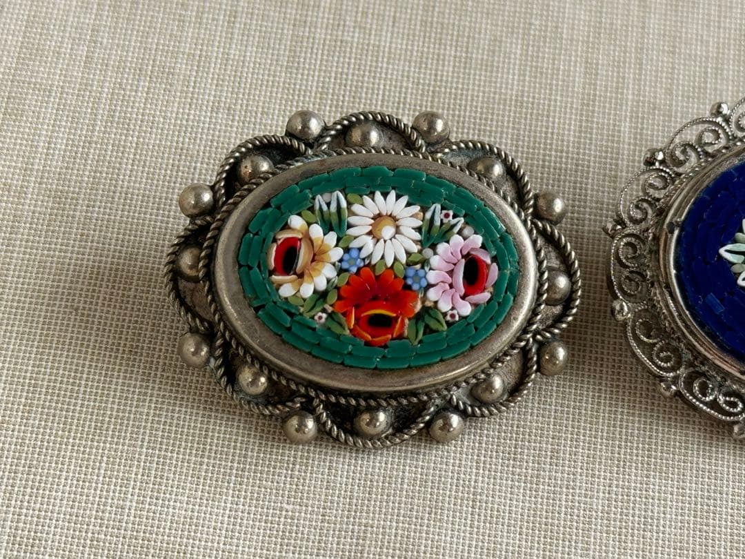 1950s〜 イタリア製 マイクロモザイク ブローチ 3点セット