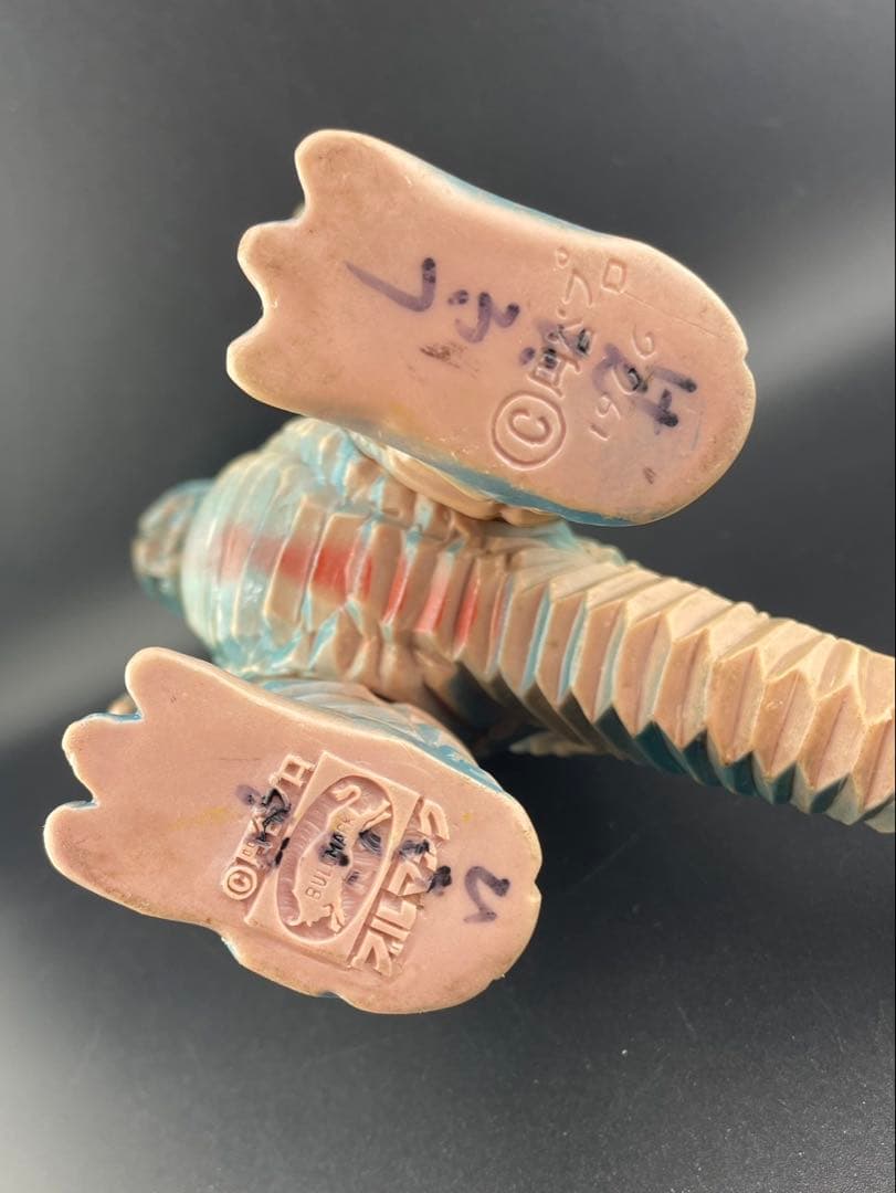 【中古品】当時物　アボラス　青色発泡怪獣　ソフビ　マルサン　ブルマァク