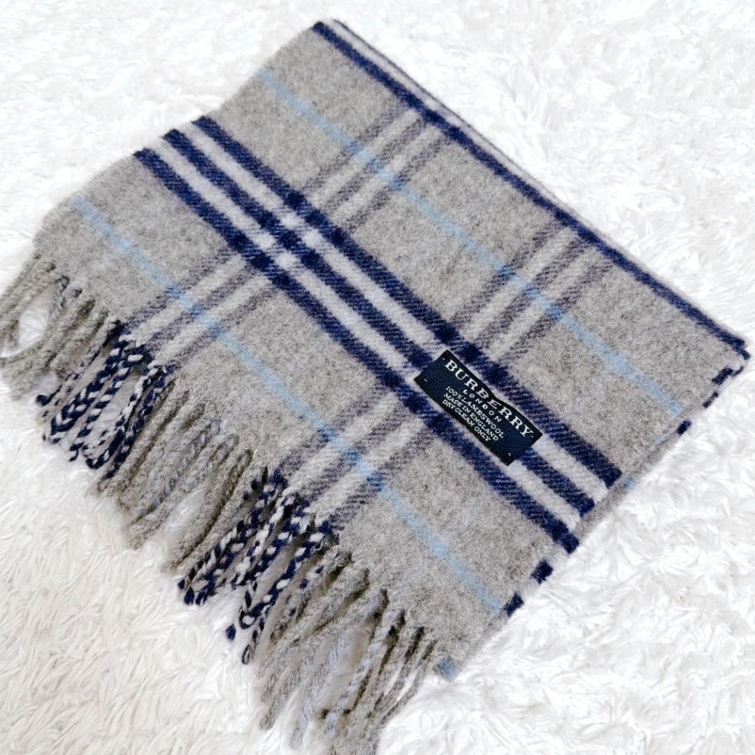 希少✨ BURBERRY バーバリー マフラー ノバチェック グレー ブルー