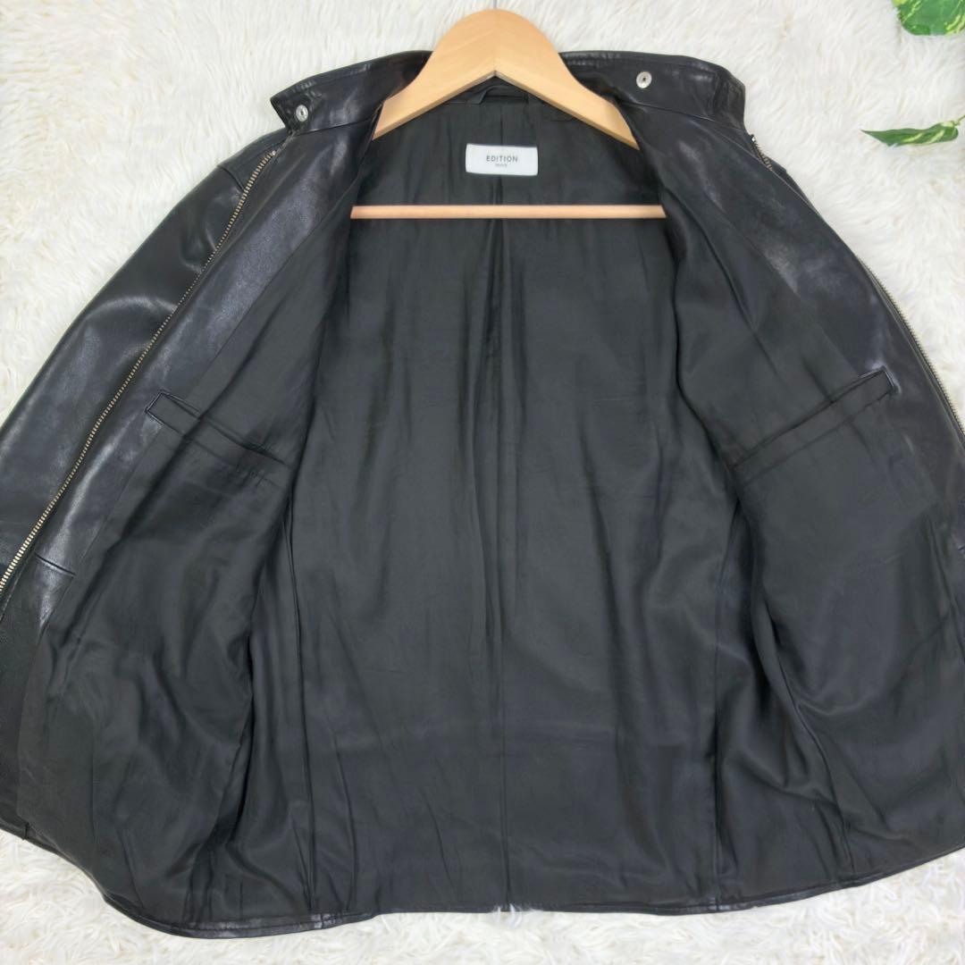 美品　トゥモローランド　ラムレザー　シングルライダース　レザージャケット　S　黒