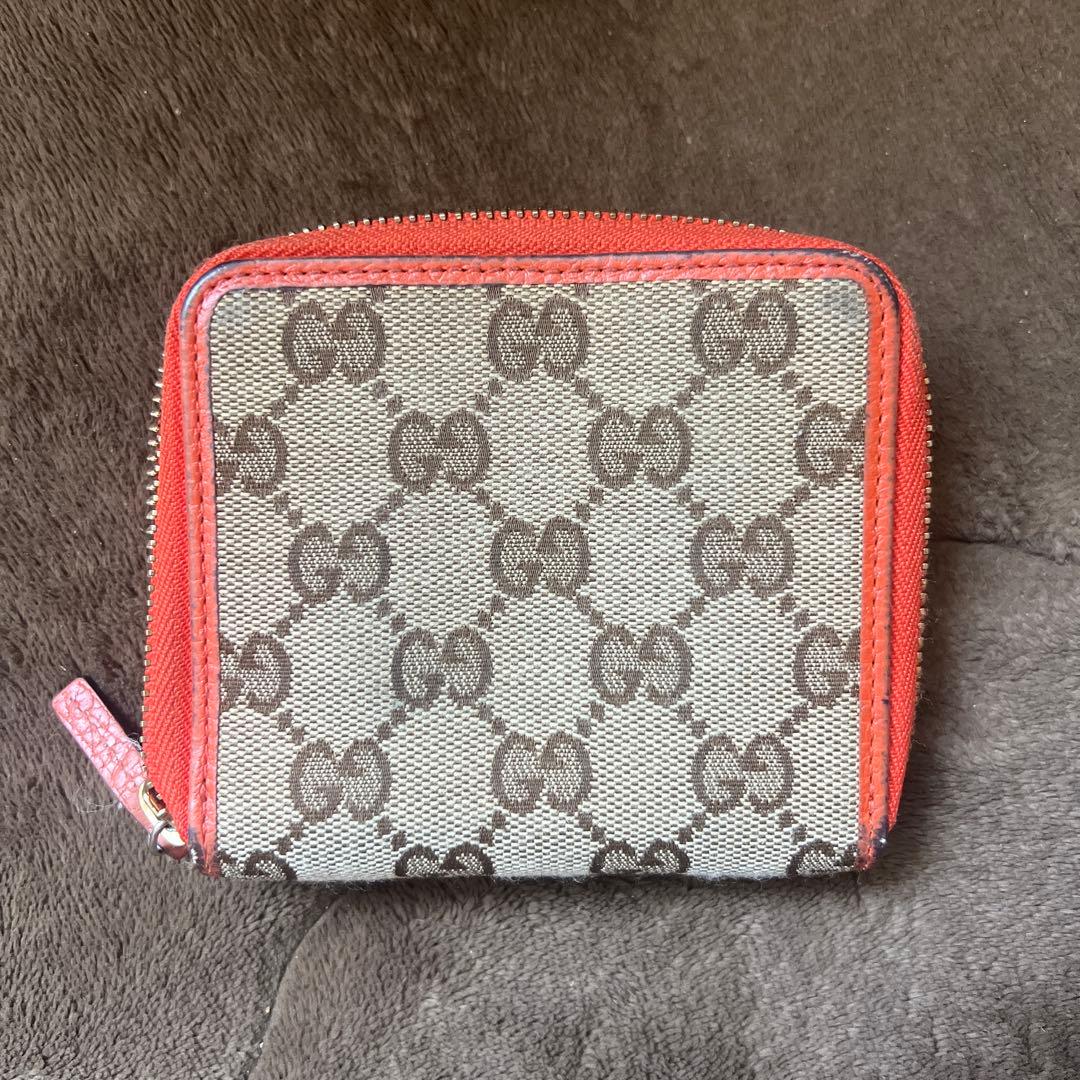 GUCCI 二つ折り財布 オレンジ グレー