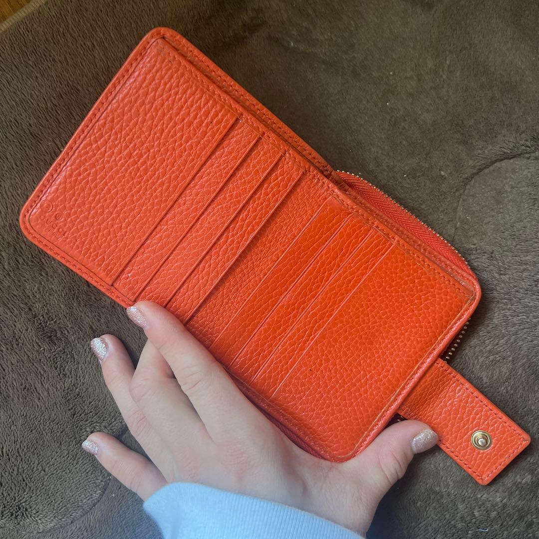 GUCCI 二つ折り財布 オレンジ グレー