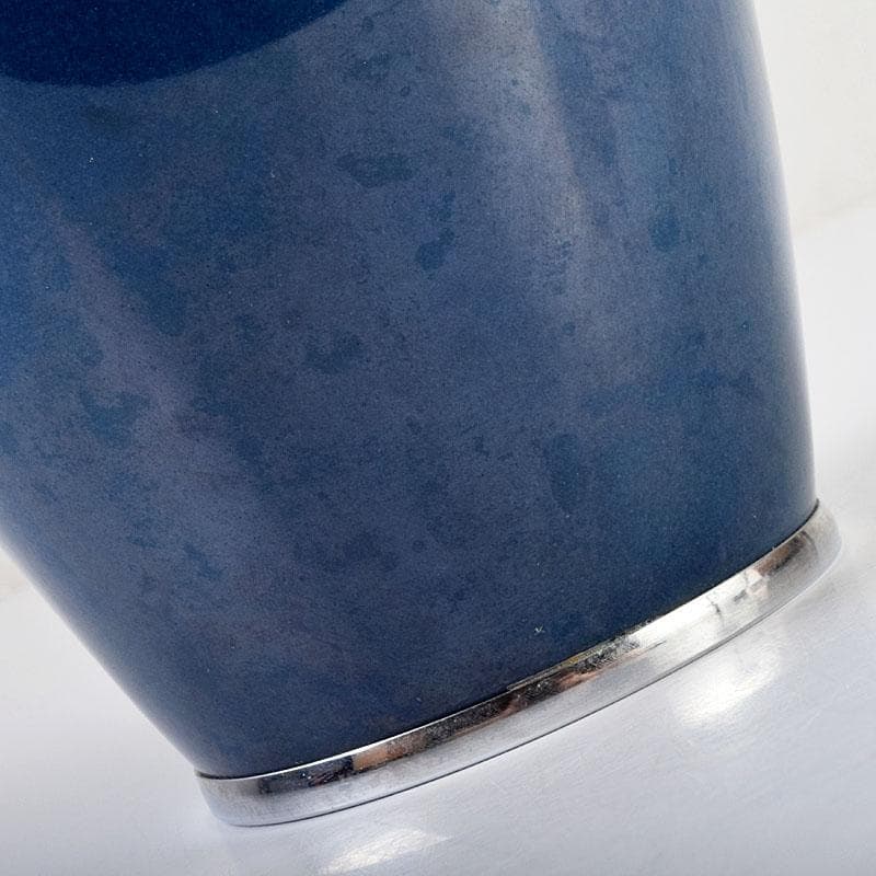 七宝焼　粂野締太郎造　鶴文　花瓶　共箱　M　R9266