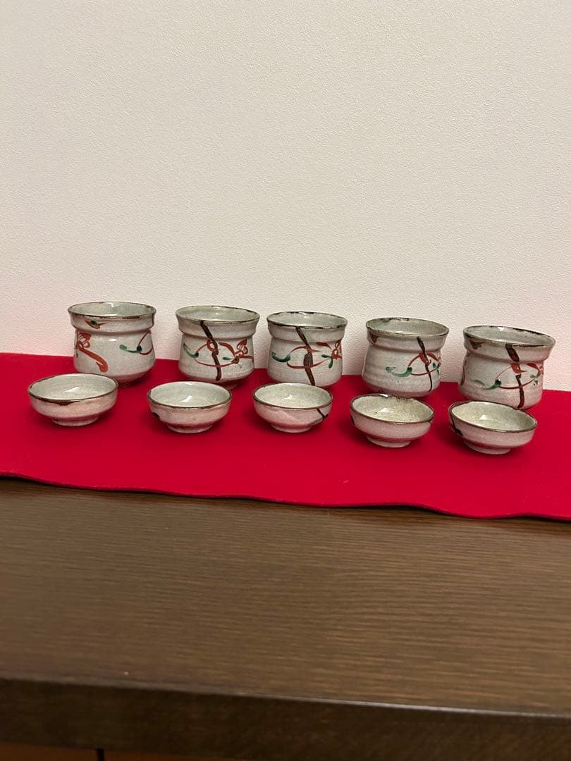 藤本能道作赤絵　吸い物椀　五客