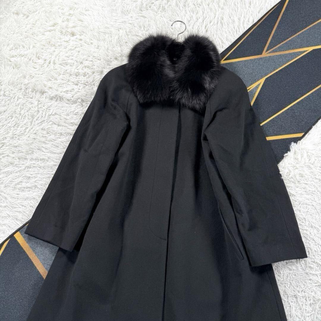 総丈120㎝ ヴェローナ フォクスファー カシミヤ100 コート ロング L