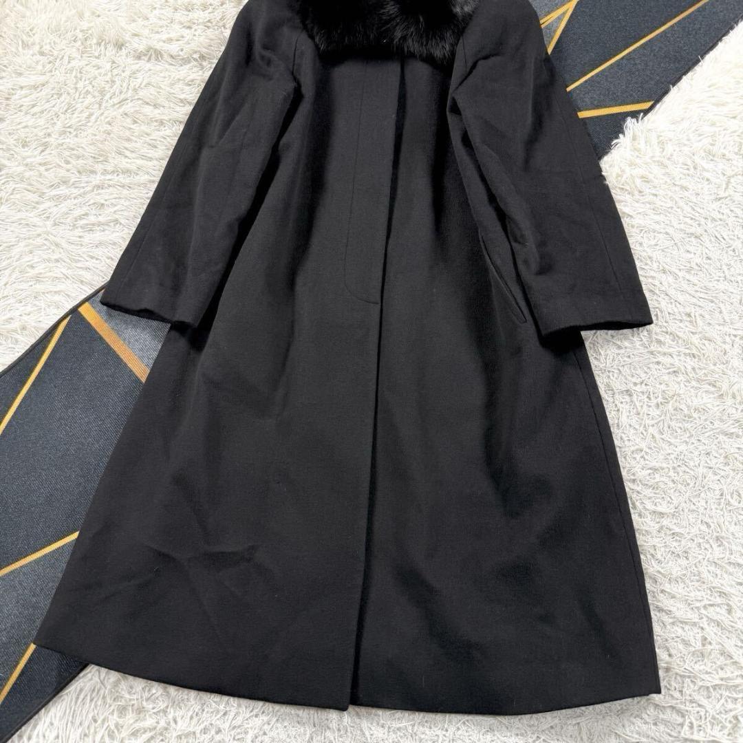総丈120㎝ ヴェローナ フォクスファー カシミヤ100 コート ロング L