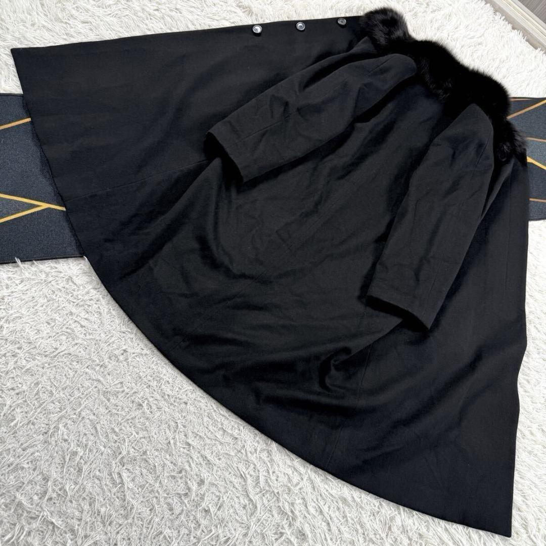 総丈120㎝ ヴェローナ フォクスファー カシミヤ100 コート ロング L