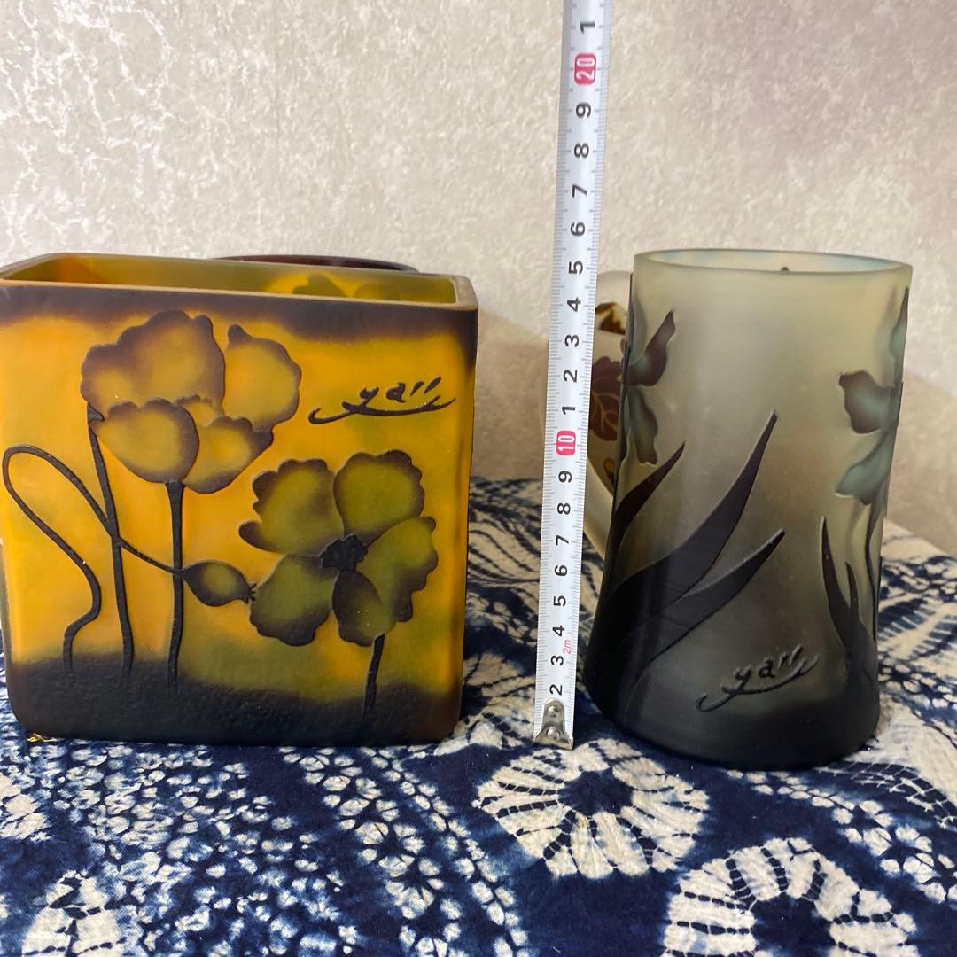 ガレ風？花瓶　ビアマグ　ガラス