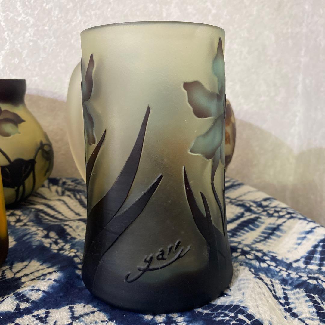 ガレ風？花瓶　ビアマグ　ガラス