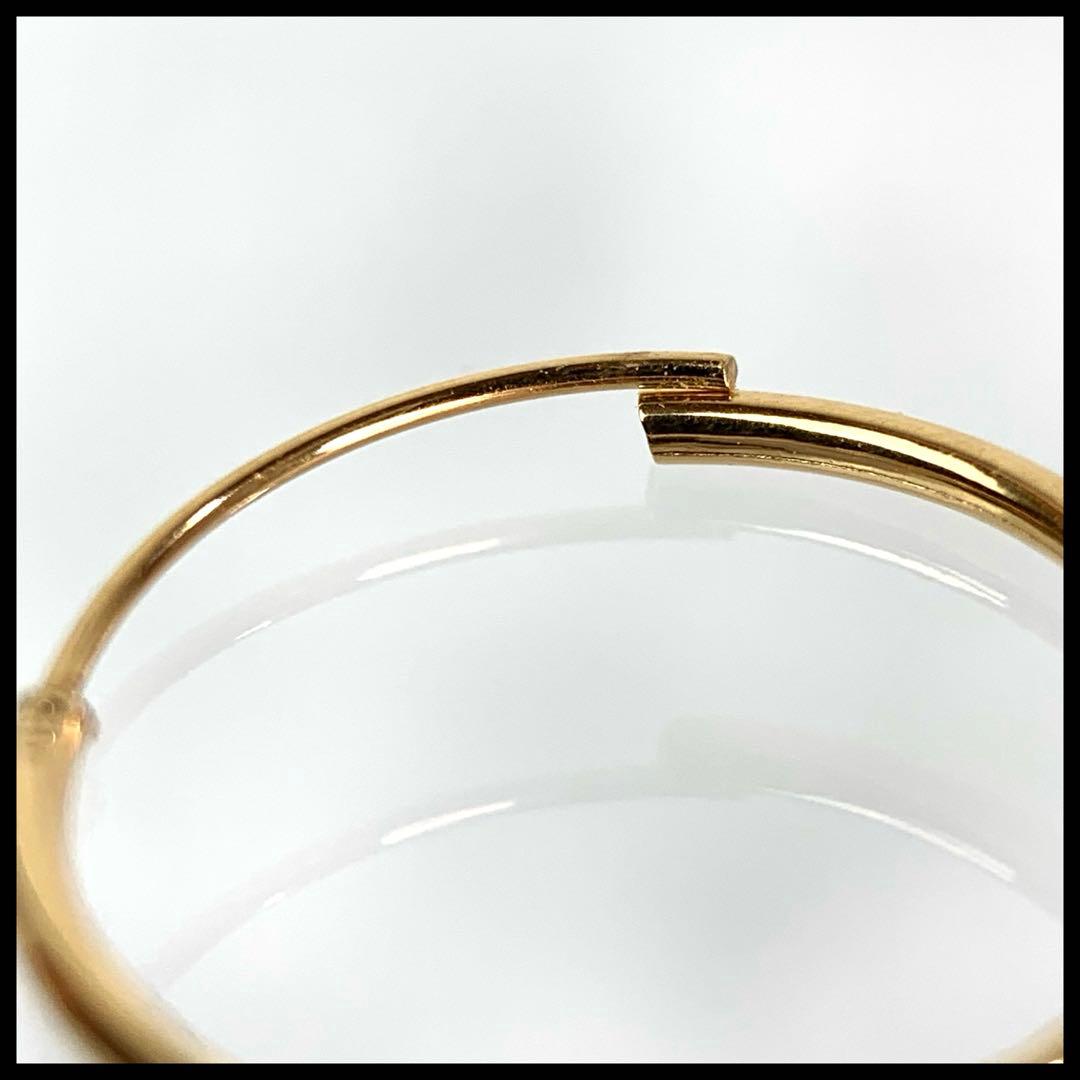 K18 YG フープピアス バネ式 直径15mm 太さ1mm ユニセックス