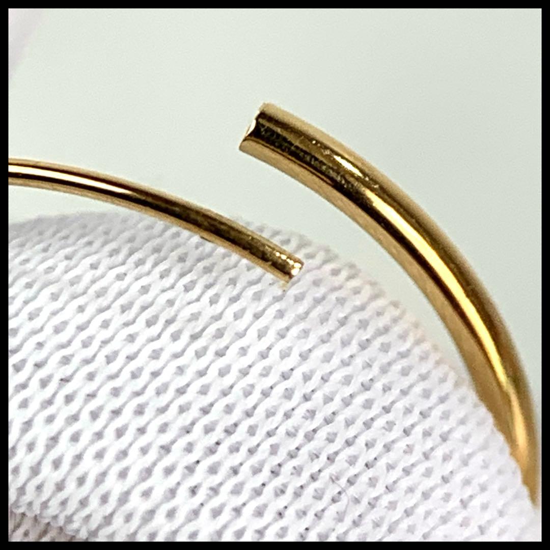 K18 YG フープピアス バネ式 直径15mm 太さ1mm ユニセックス