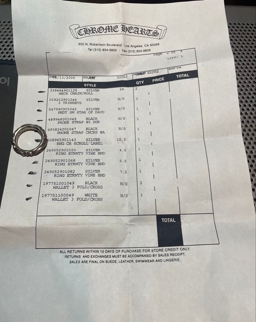 T*O様 CHROME HEARTSクロムハーツ スクロールバンドリング