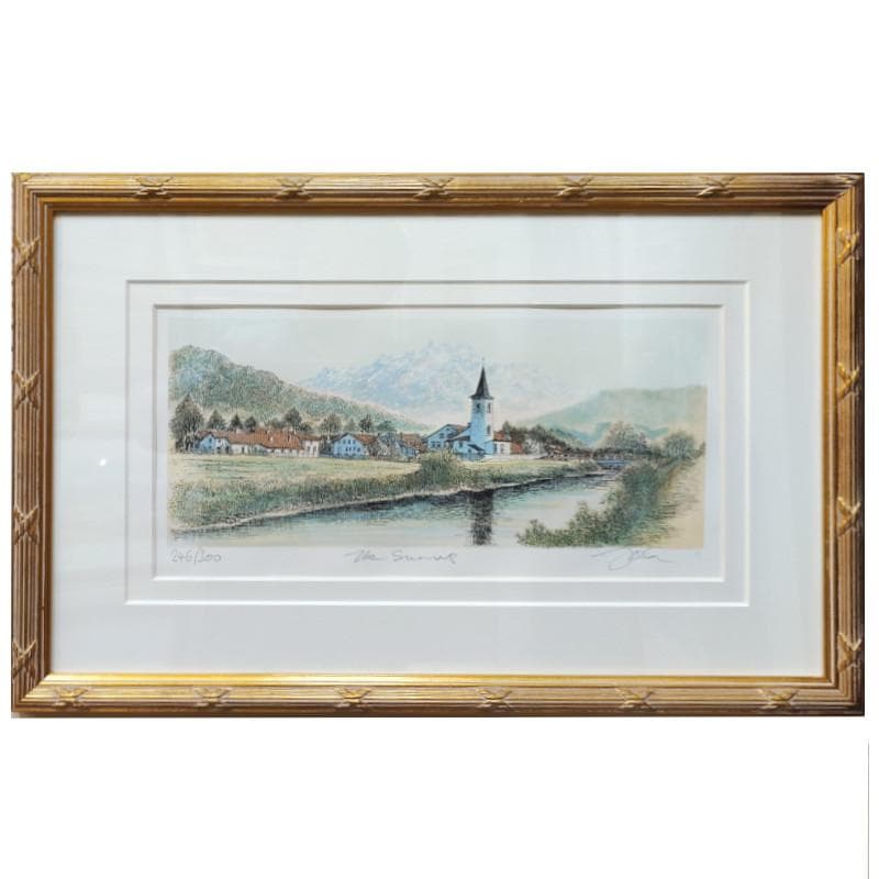 ☆織田義郎☆　銅版画+手彩 　246/500 ゴールドフレーム