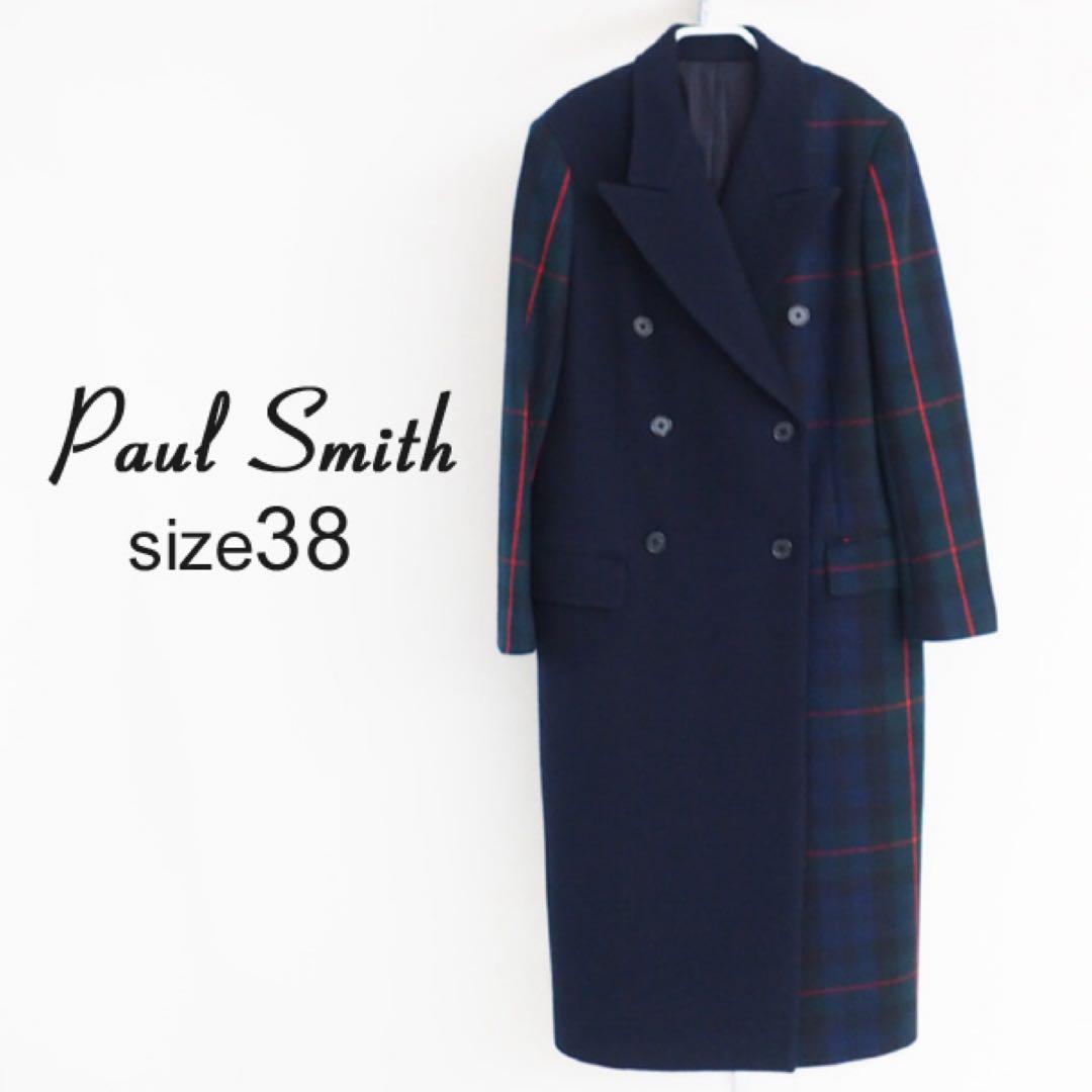 ポールスミス チェスターコート ダブルチェスターコート ネイビー チェック