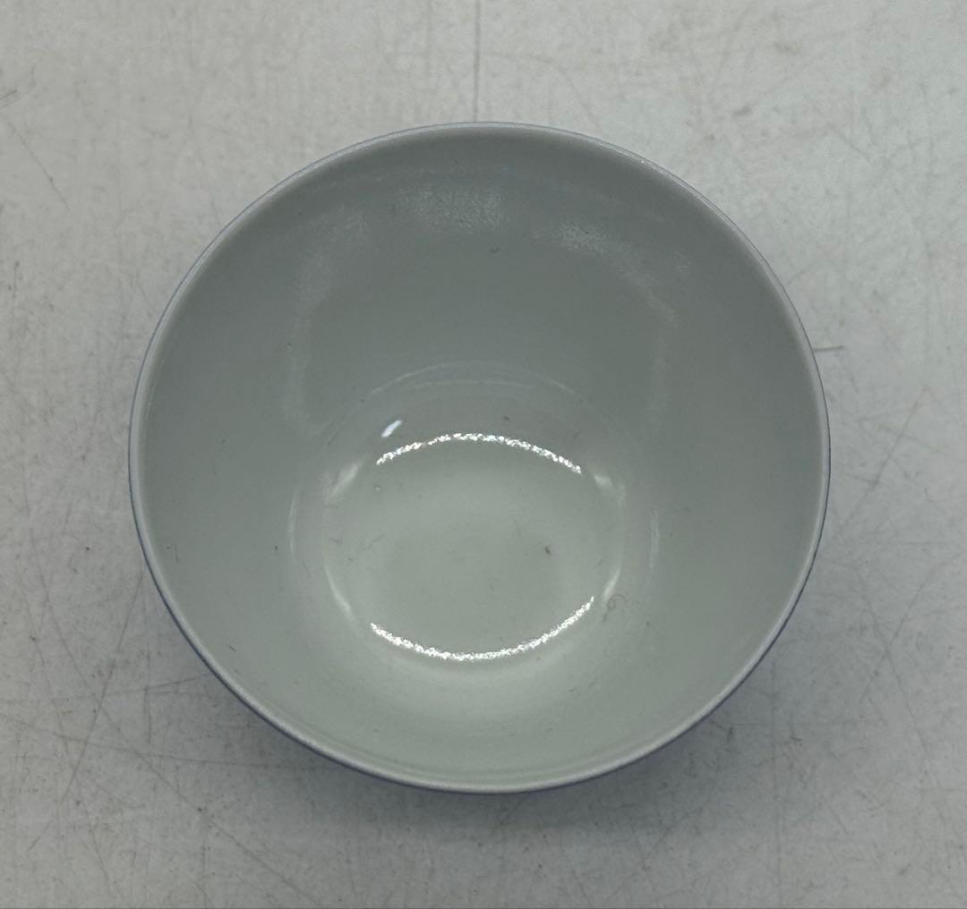 江戸　古清水　水色釉小杯ペア　亀水作　高級茶器　殻手　瑠璃釉　送料込み0819