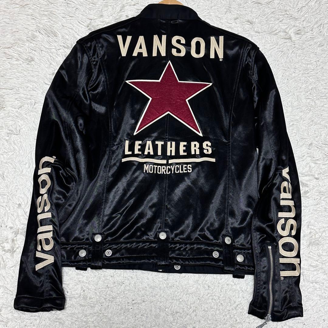 バンソン VANSON 刺繍 ナイロン ライダース ジャケット ブルゾン L
