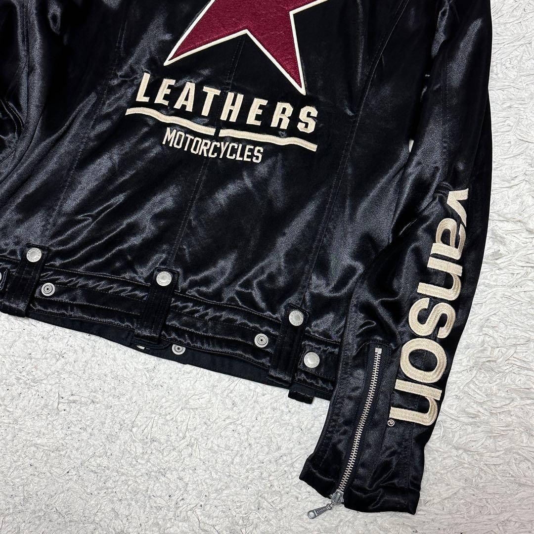 バンソン VANSON 刺繍 ナイロン ライダース ジャケット ブルゾン L