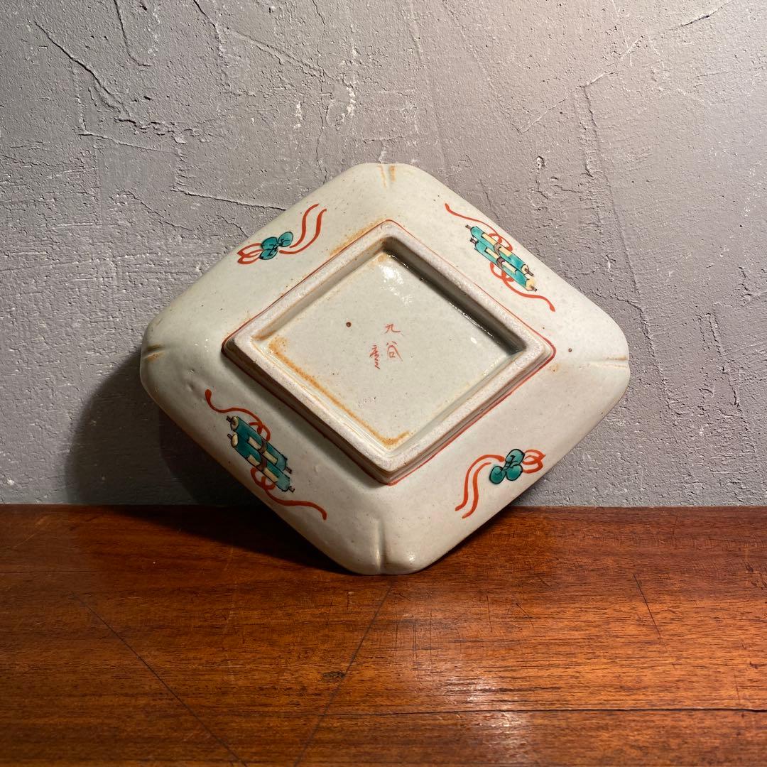 時代物 九谷焼 龍紋様 菱形皿 骨董品 古九谷 金彩 コレクション