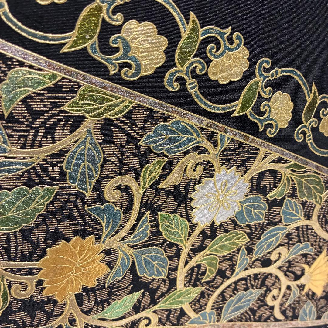 D7 黒留袖 鳳凰 唐草 金箔 正絹 着物 袷 極美品