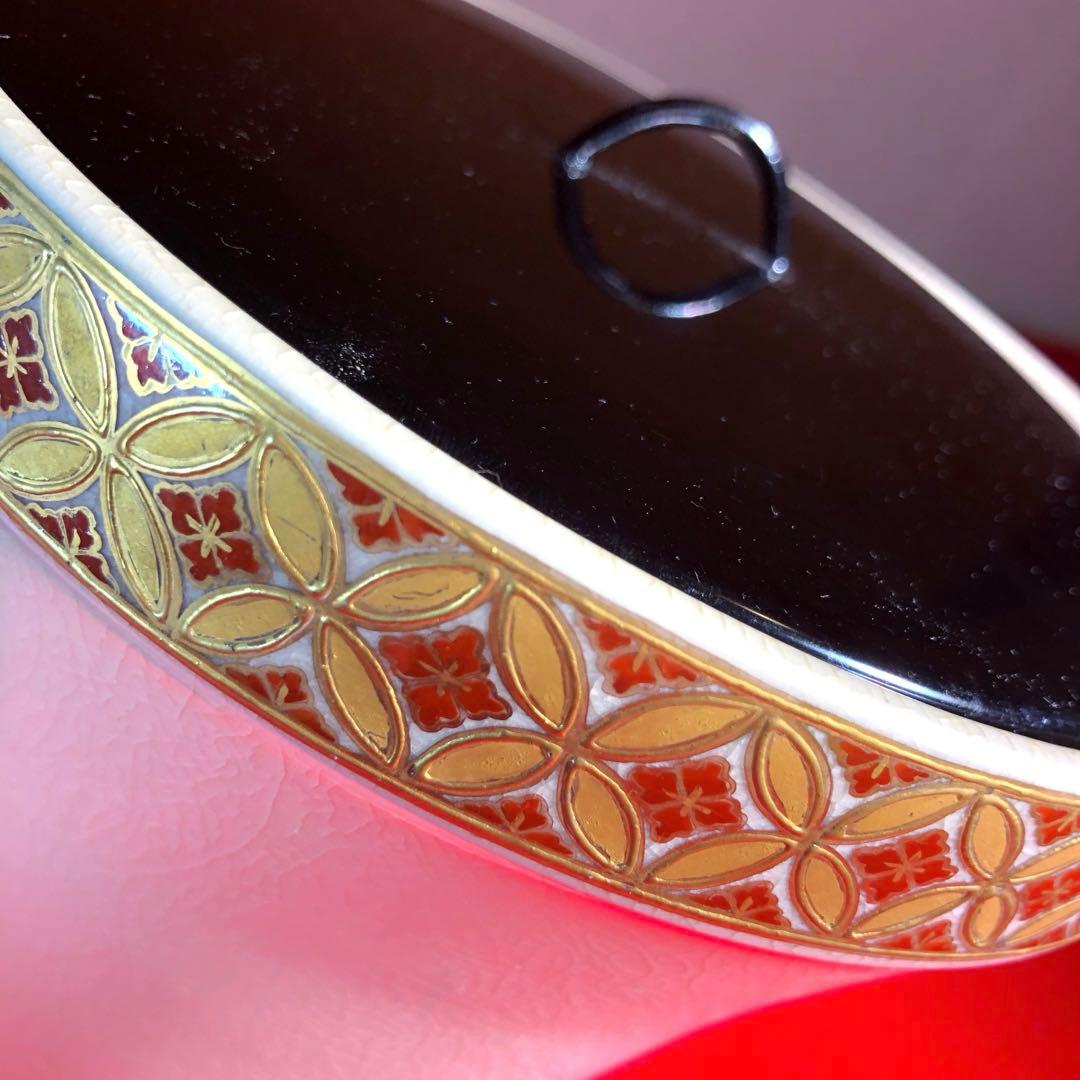 【茶道具】橋本陶正山作　七宝紋末広水指