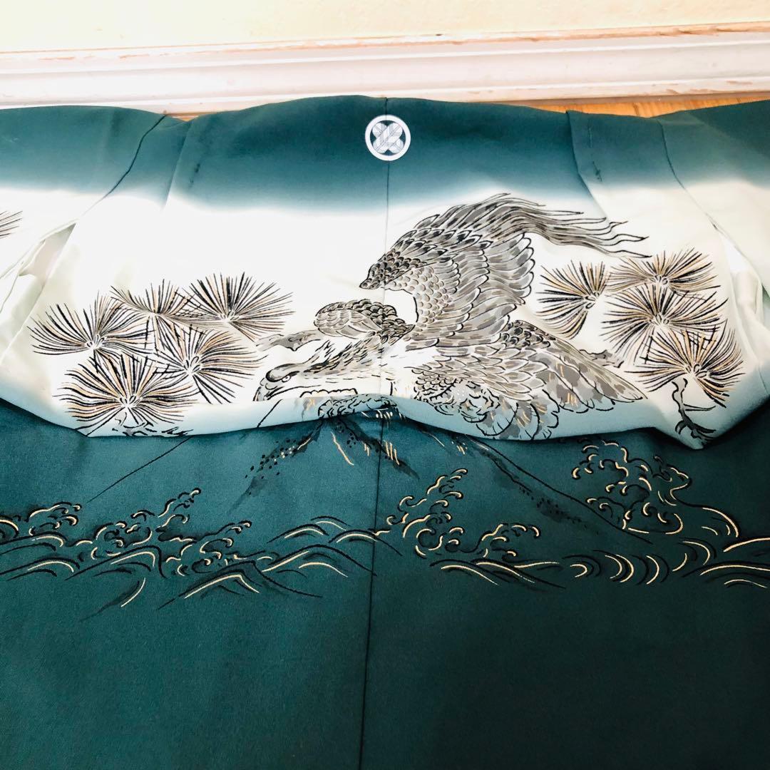 七五三 五歳‼️豪華グリーン系に鷹金彩煌びやか❤️完全フルセット‼️家から揃え無る無し