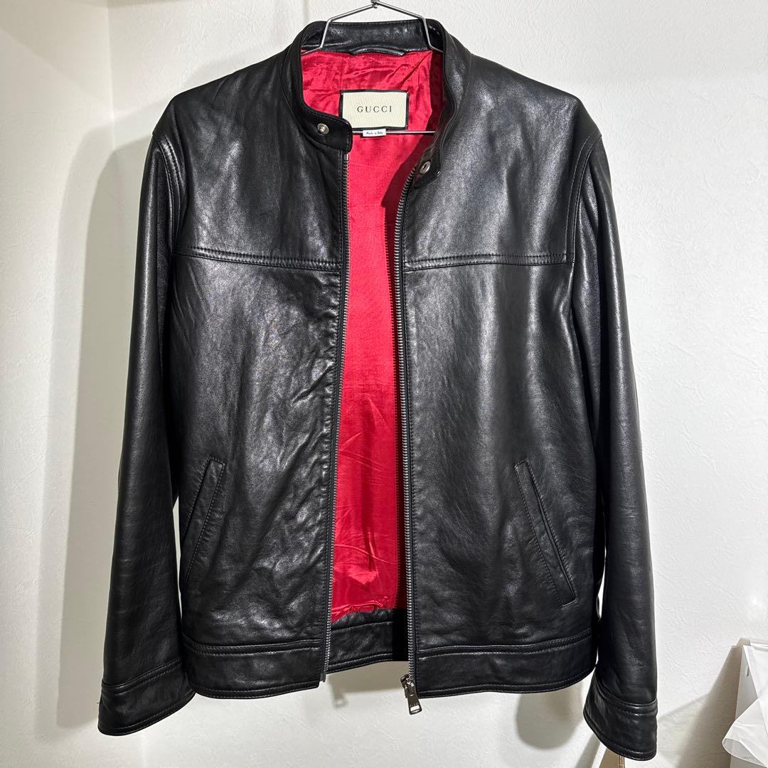 GUCCI Leather Single Jacket black サイズ48