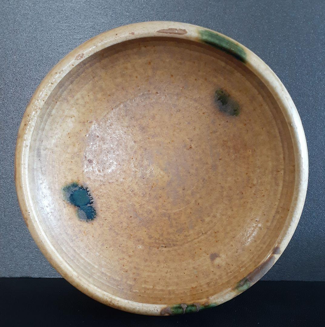 瀬戸焼　景正25世　【加藤昨助】造　黄瀬戸　水盤　共箱　花生け　盆景　盆栽