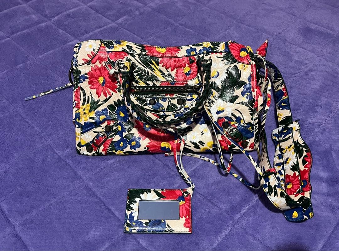 【美品】BALENCIAGA バレンシアガ フローラルプリント バッグ シティ