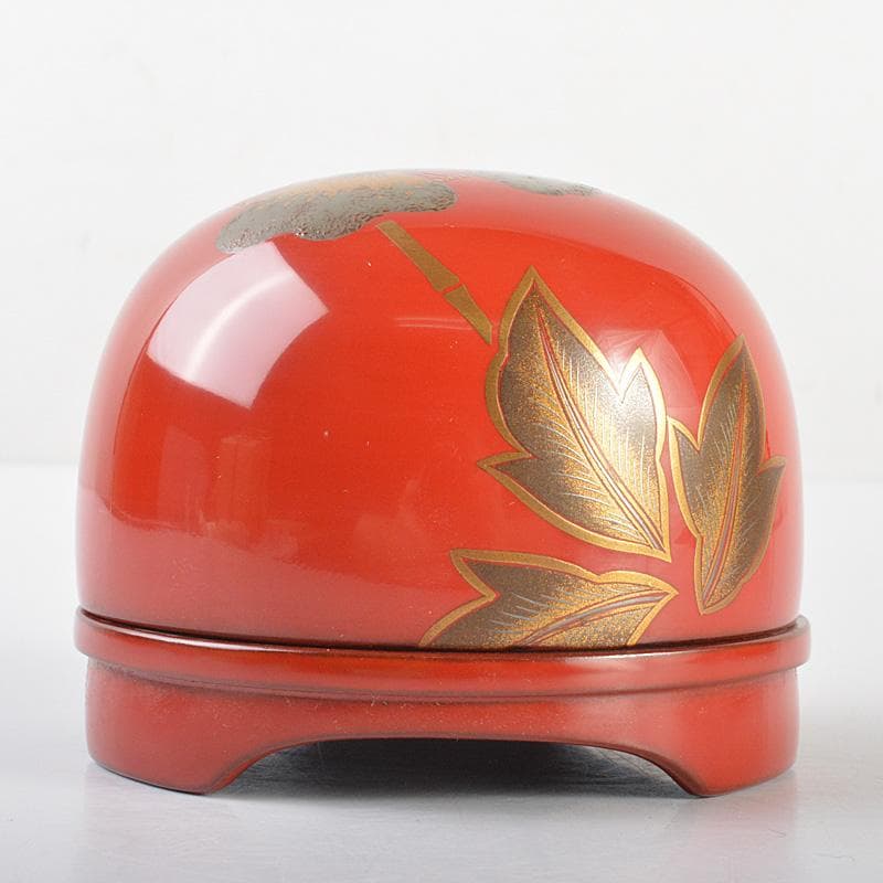 茶道具　朱塗　花蒔絵　香合　書付箱　M　R6923