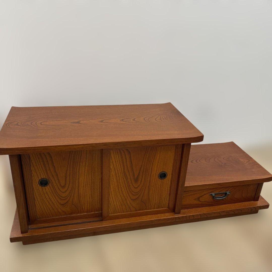 木製（欅？）シンプル置き床　引き出し付き