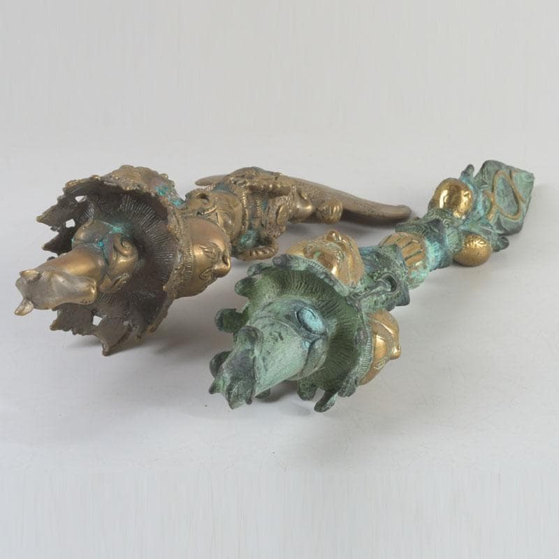 チベット密教法具　古銅鍍金　馬頭観音　金剛杵　独鈷杵など　3点　C　9240