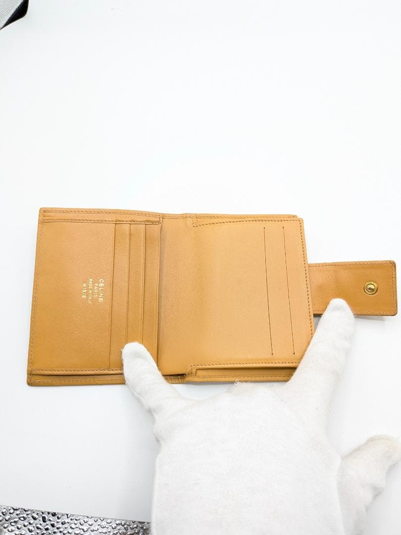 良品✨ セリーヌ ２つ折り財布 マカダム PVC ベージュ 0LN