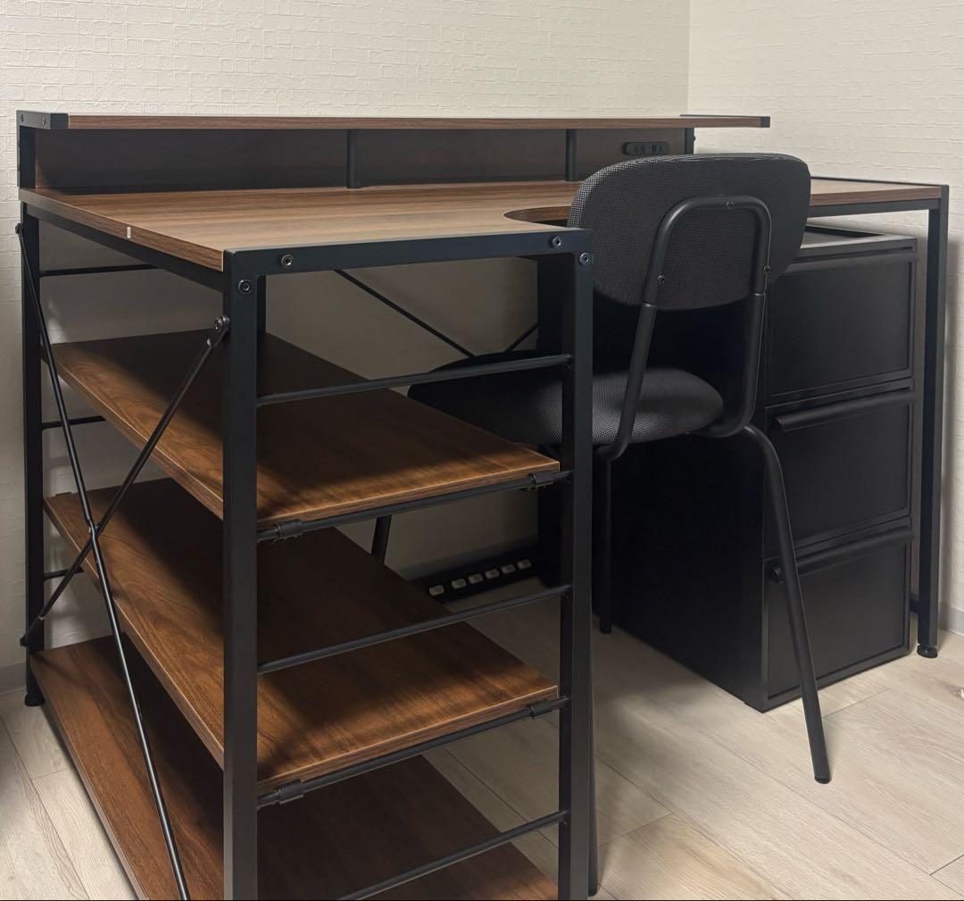 L字型　120cm パソコンデスク　ブラウン