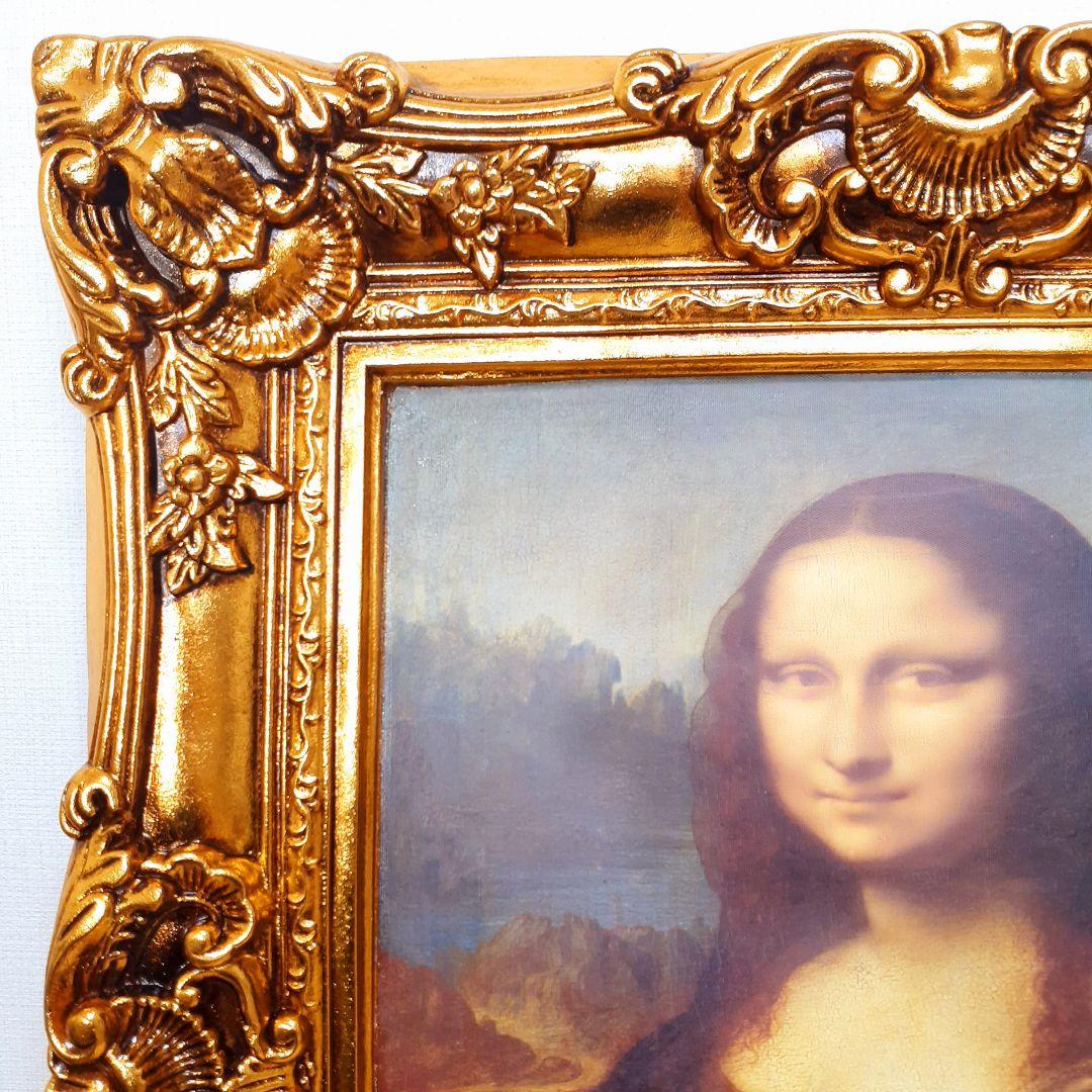輸入雑貨　ダヴィンチ作　絵画　モナリザ　良質キャンバス生地　金箔使用　額絵