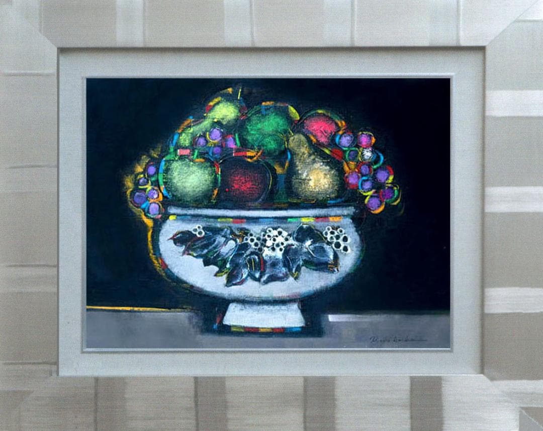 油絵 絵 絵画 インテリアuF6-062004 静物 果物と器