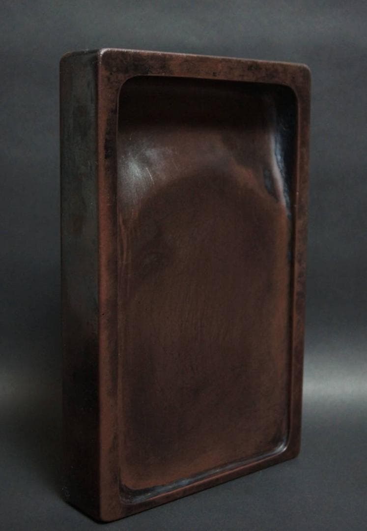 書道具 大型端渓硯 唐木硯台蓋付 重さ3.6KG★時代物★