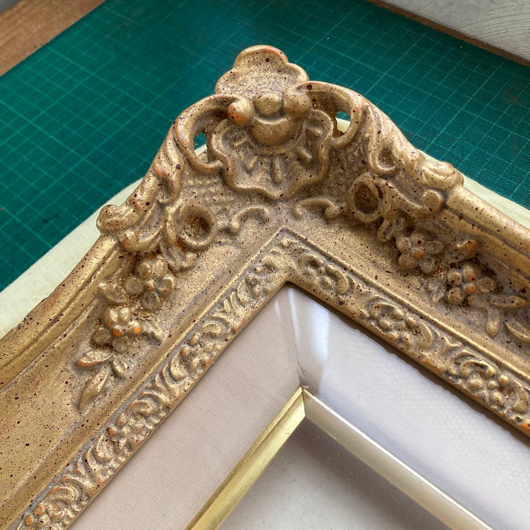 I*I様 F6号 油彩額縁 金装飾 ゴールドフレーム 布カバー付き ガラス