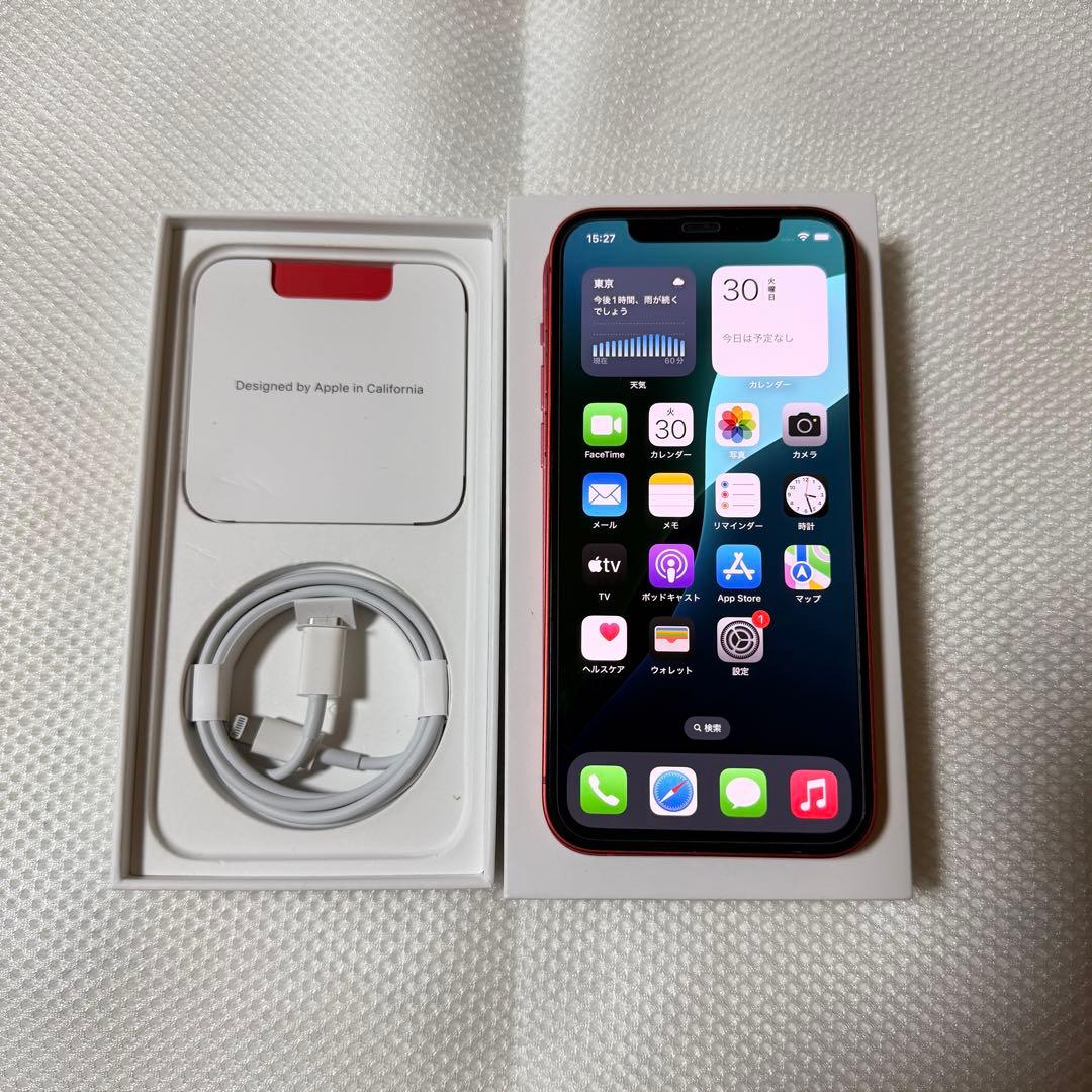美品 SIMフリー iPhone12 256GB レッド バッテリー97%