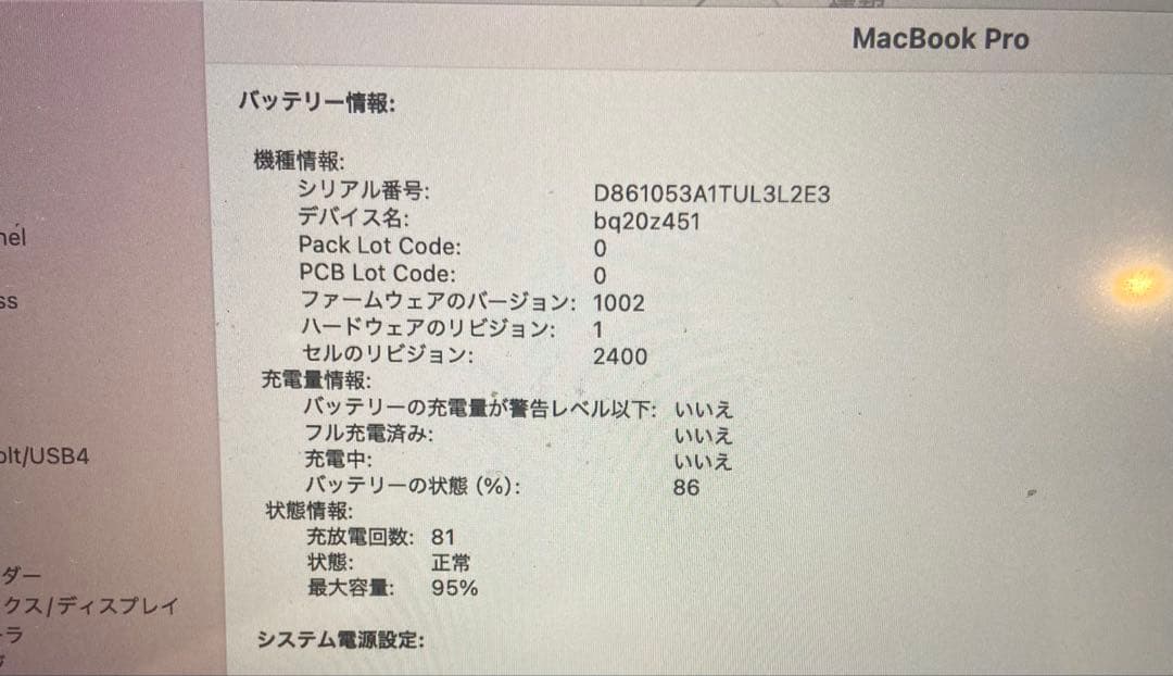 バッテリー最大容量95％美品MacBook Pro M1 2020 16GB